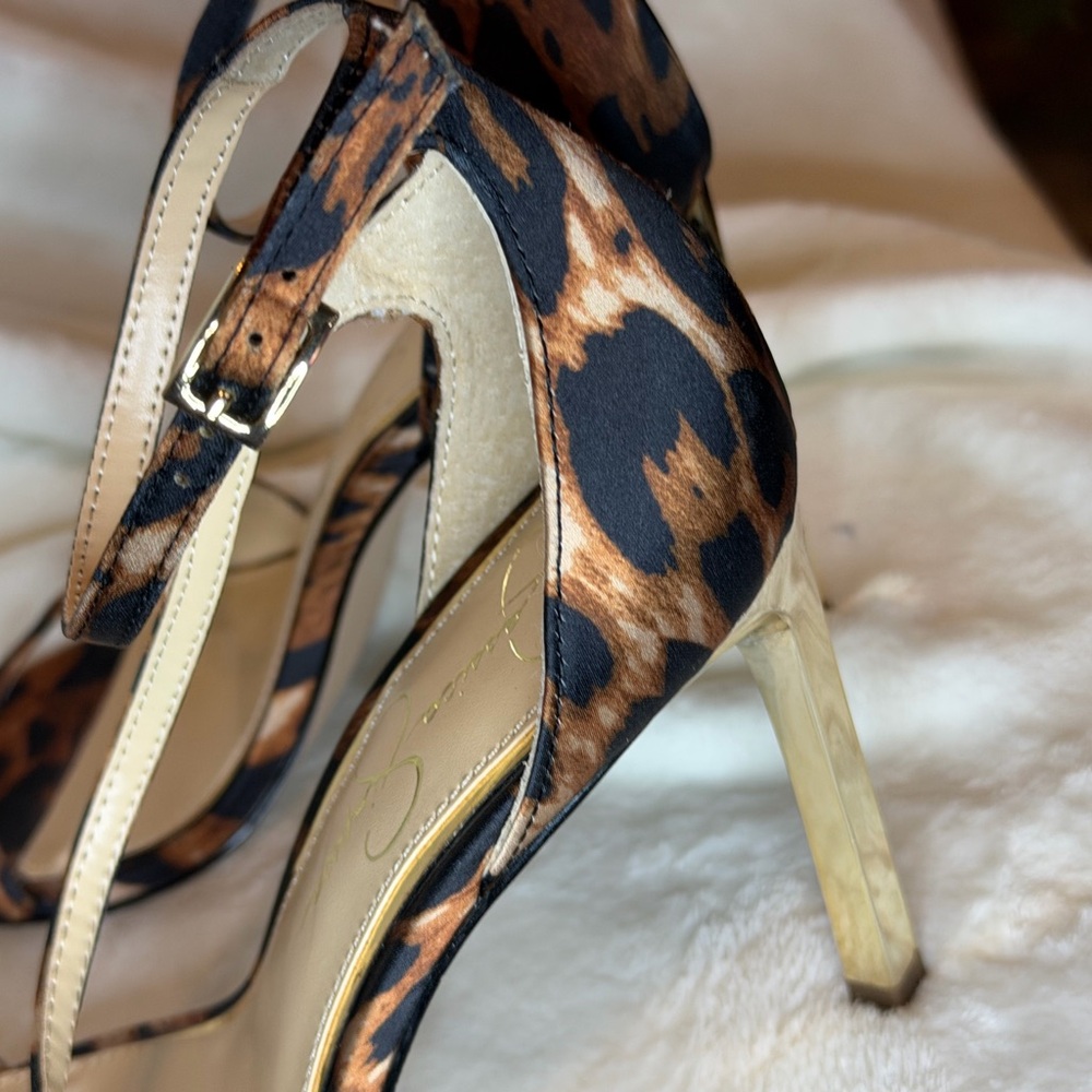 Jessica Simpson Qamille Leopard Print Strappy Stiletto Heels size 8 new - Picture 12 of 15
